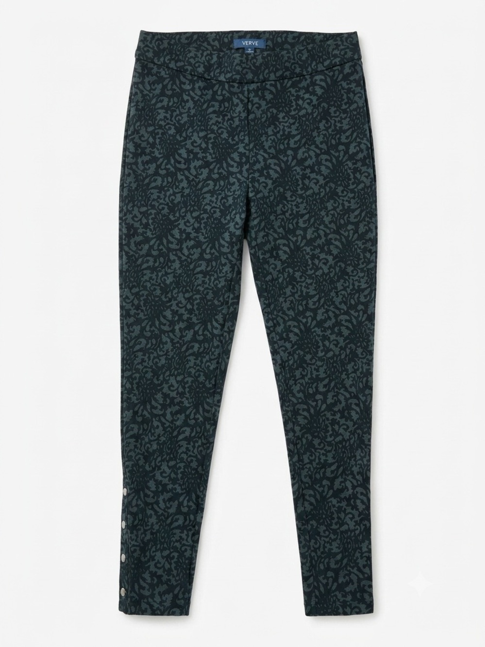 NWOT VERVE Blues Floral Print Snap Ankle Skinny Stretch Pants Sz S Office Career